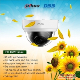 Camera IP Dome hồng ngoại không dây 2.0 Megapixel DAHUA IPC-D22P-IMOU