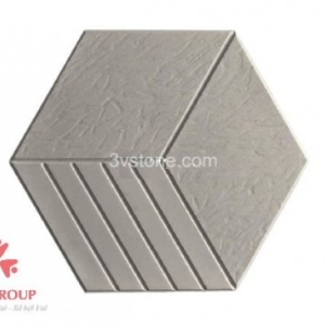 Gạch lục giác 3 sọc màu  trắng