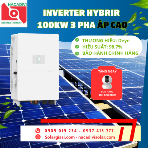 Inverter Hybrid Deye 100kW 3 Pha áp cao - SUN-100K-SGO2HP3-EU-GM10