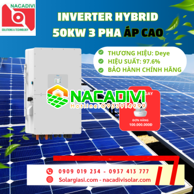 Inverter Hybrid Deye 50kW 3 Pha áp cao SUN-50K-SG02HP3-EU-BM4