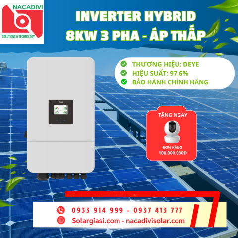 INVERTER HYBRID DEYE 8kW 3 PHA ÁP THẤP - SUN-8K-SG05LP3-EU-SM2