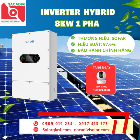 Inverter hybrid Sofar 8kW 1 pha HYD-8K-LS1-PRO