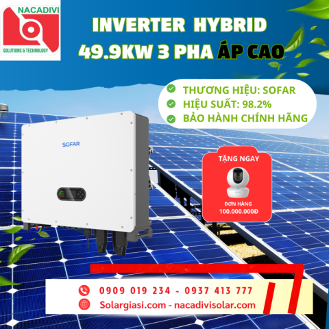 Inverter hybrid Sofar áp cao 3 pha 49.9kW -   HYD-49.9K-T1