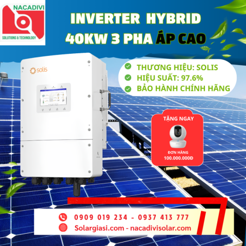 Inverter hybrid Solis 40kW 3 pha áp cao S6-EH3P40K-H