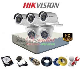 Lắp đặt trọn bộ 5 camera giám sát 1.0MP Hikvision
