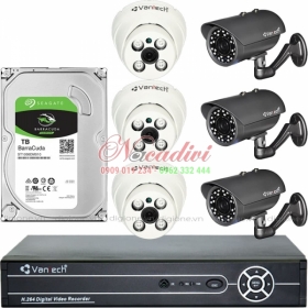 Lắp đặt trọn bộ 6 camera giám sát 1.0MP Vantech