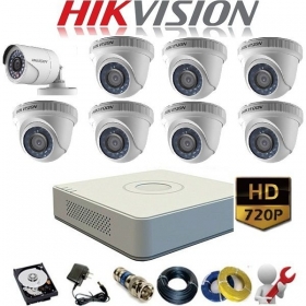 Lắp đặt trọn bộ 8 camera giám sát 1.0MP Hikvision