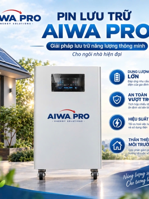 Pin Lithium Aiwa Pro - 16MTP214 51.2V-314Ah (17kWh) – Vòng đời nạp xả: > 3000 lần