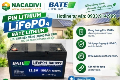PIN LITHIUM LiFePO4 12.8V 100Ah – 1280Wh | BATE LITHIUM