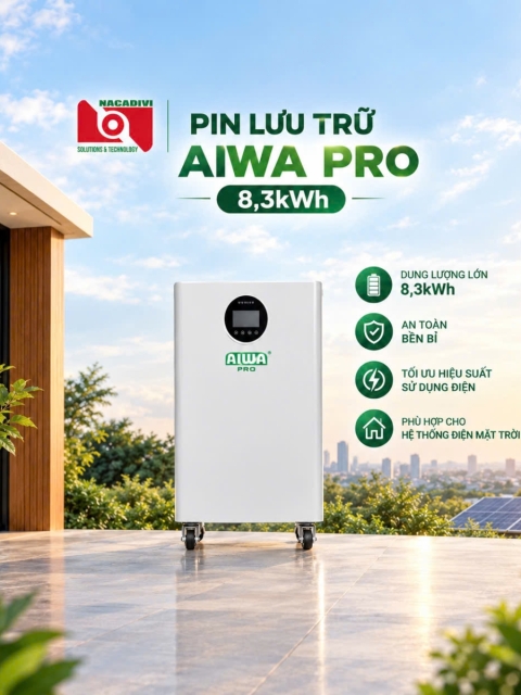  PIN LƯU TRỮ  LITHIUM AIWAPRO 8.3KW- 51,2V - Chu kỳ sạc/xả: 3000 lần