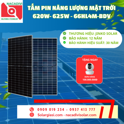 Tấm pin Jinko 620W – 625W năng lượng mặt trời | Jinko 2 mặt kính