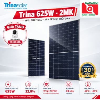 Tấm Pin Mặt Trời Trina 625W – Vertex N N-Type i-TOPCon 2 Mặt Kính