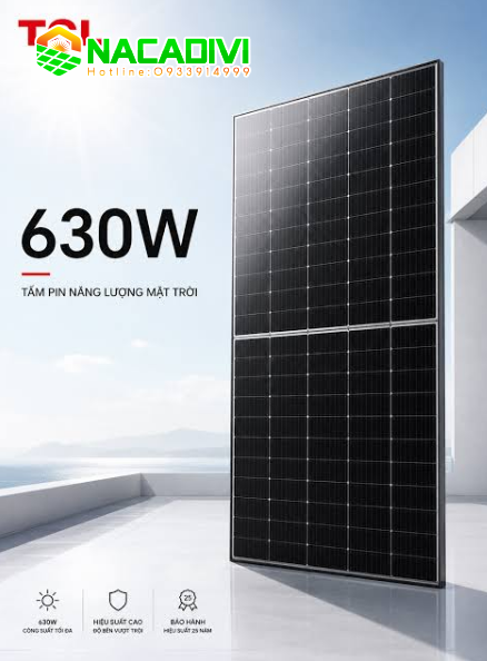 Tấm pin năng lượng mặt trời TCL  Solar 630W 2 mặt kính – HSM-ND66 GR630
