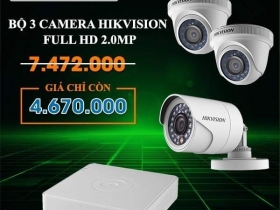Trọn Bộ 3 Camera Hikvision 2.0mp